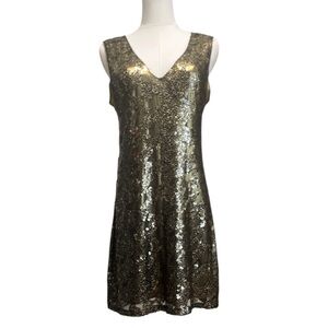 Express Gold Sequin V-Neck Cocktail Dress Sz M